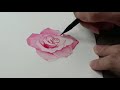 live tutorial_ watercolor rose _ let s paint 수채 핑크 장미 한송이