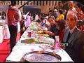 Parsi food spread served at an elaborate Zoroastrian Parsi wedding in India: Parsi bhonu for guests