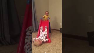 Little kid pushes friend down slide! Friend Fail!