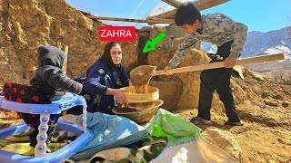 *Creating comfort: Zahra's touching journey to build a fireplace for Aryamhar in the cave*