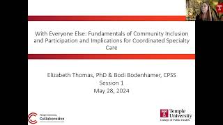 Part 1/3- Fundamentals of Community Inclusion and Implications for Coordinated Specialty Care