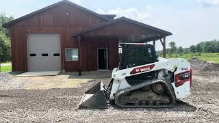 Driveway install limestone with BOBCAT T62 track loader