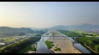 仁淀川・夏　仁淀川橋付近空撮 　高知県空撮