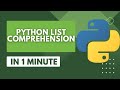 Python List Comprehensions in 1 minute #python #pythonprogramming
