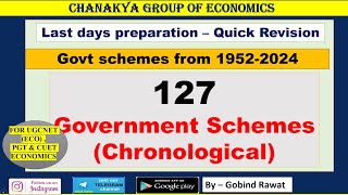 127 Government Schemes(Chronological) from 1952  to 2024