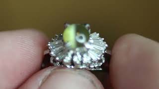 Chrysoberyl Cat's Eye Diamond Ring Pt900 Platinum theopaloutlet band estate