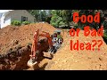 Digging deep trench with mini excavator