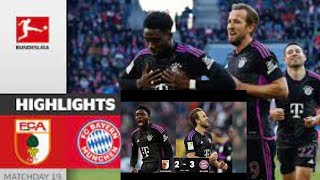 Davies & Kane Score in close Win | Augsburg - Ba | Highlights MD 19 Bundesliga 23/24sport channel#