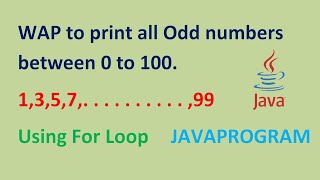 Write a Java Program To Print Odd Numbers (1 to 99) | Java Tutorial | #java #kdcodewallah