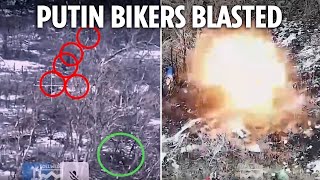 Russian motorcycle attack squad obliterated by Ukrainian drones as 39 of Putin's bikers are blown up