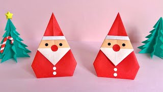 【クリスマス 折り紙】超簡単！可愛い サンタクロース 折り方 【Christmas Origami】Easy Cute Santa Claus 제일 쉬운 산타 종이접기 크리스마스 겨울 종이접기