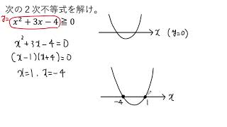 【動画で解説】２次不等式 x²＋3xー4≧0 の解き方（0933 高校数学）