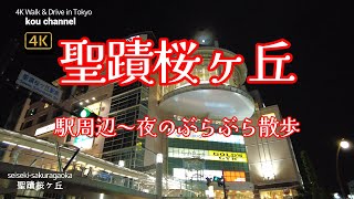 4K【聖蹟桜ヶ丘】【駅周辺～夜のぶらぶら散歩】【都心は外国人観光客で賑わっているけど聖蹟桜ヶ丘の居酒屋、飲み屋街は？】【京王電鉄本社がある街】【裏通りから川崎街道～耳をすませばポストまで】東京都多摩市