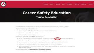 Teacher / Educator Instructions for Class Registration in Career Safety Education