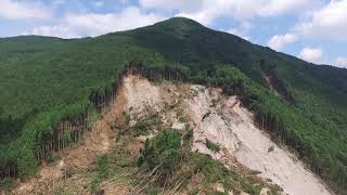 九州北部豪雨災害日田市小野地区土砂崩落現場