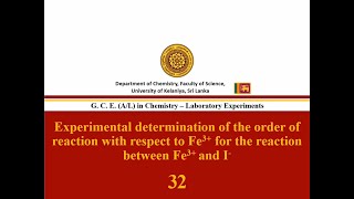 Determination of the order of reaction with respect to Fe3+ for the reaction between Fe3+ & I- |No32