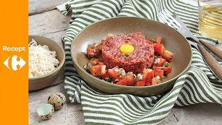 Aziatische steak tartaar met tomatenslaatje