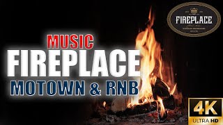 Motown & Old school RnB Music Fireplace | Burning & crackling fire sounds | Premium | Ultra HD 4K.