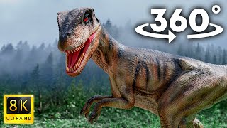VR 360 | Dangerous Dinosaur chase you in realistic Jurassic jungle! ( 8K VIDEO )