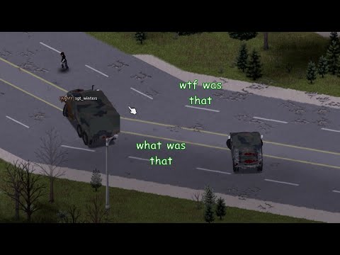 when a group of survivors ambush a military convoy in zomboid MP