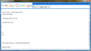 Converts string in into out c code example
