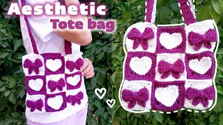 How to crochet aesthetic tote bag 🎀✨