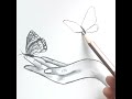 Hand With Butterfly Drawing Step by Step \ For Beginners #shorts