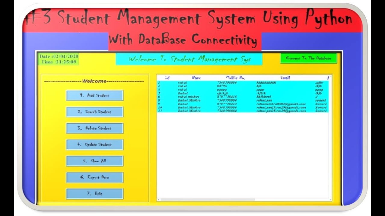 Student Management System Project In Python With Source Code Student Student Management System Project In Python With Source Code Student