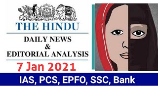 7 January 2021 | The Hindu Newspaper Analysis |Currentaffairs2020 |Today's the Hindu news analysis