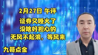 2月27日 午评  证券又哑火了，没啥好担心的，无风不起浪，等风来