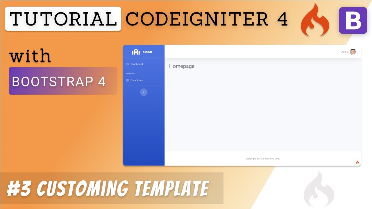 3 Kustomisasi Template Tutorial Codeigniter 4 Bootstrap 4 Youtube