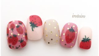 strawberry nails🍓【いちごネイル❤️】