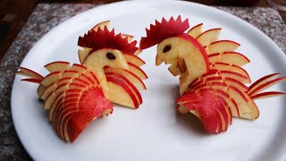 Art in apple bird Decoration Ideas - Fruit carving and cutting tricks