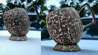Coconut shell Tea cup making at home 👌 #coconut shell craft ideas/DIY coconut shell cup  easy