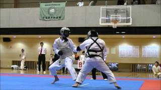 【防具付空手】2015年 東京都大会　準決勝第１試合 早川vs椎貝 JKF-Renbukai Traditional protector Karate