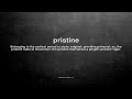 what does pristine mean