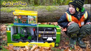 Toy Logging Trucks Unboxing! | Log Splitter & John Deere Forest Vehicles | JackJackPlays