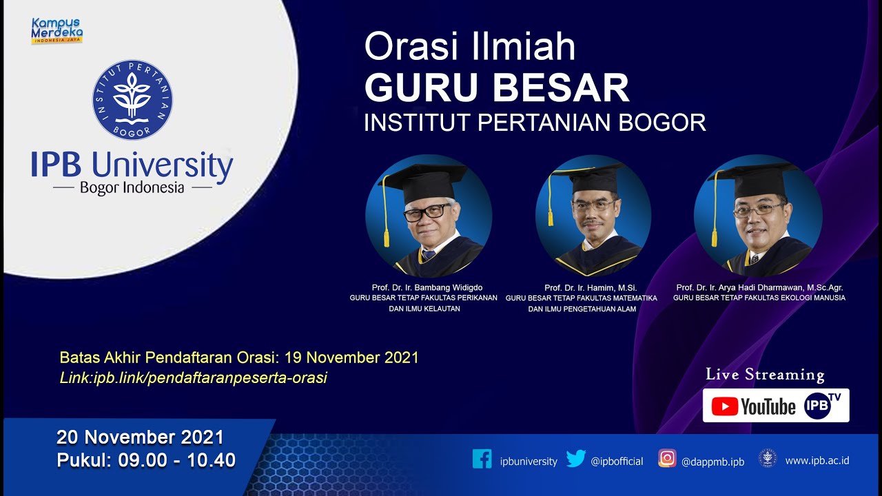 Orasi Ilmiah Guru Besar IPB University 20 November 2021 - YouTube