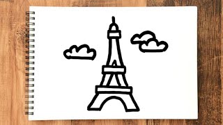 How To Draw An Eiffel Tower Easily Step By Step For Beginners | Eiffel Tower Drawing