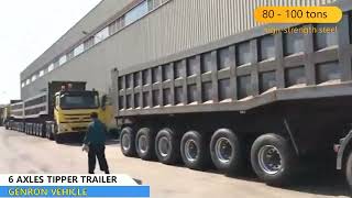 China 100 Ton 6 Axles Dump Tipper Trailer With 420 hp HOWO Trailer Head