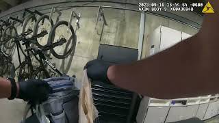 Daniel Larson’s Backpack being searched following his arrest on 9/16/23