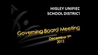 HUSD Governing Board Meeting December 09, 2015