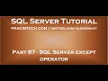 SQL Server except operator