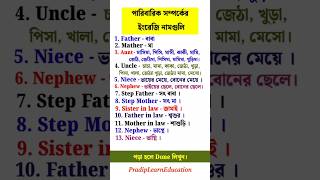 ভারতে পরিবার ও সম্পর্কের ইংরেজি মিনিং || English Meaning of Family and Relationships in India || #gk