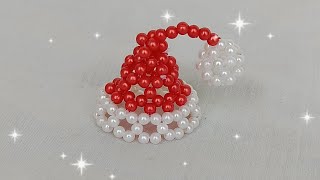 How to Make Beaded Santa Claus Hat | Santa Claus Cap Making with Beads|Christmas Decoration Ornament