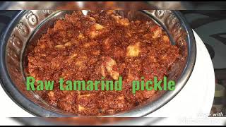 Raw Tamarind pickle.   చింతకాయ తో ఆవకాయ .