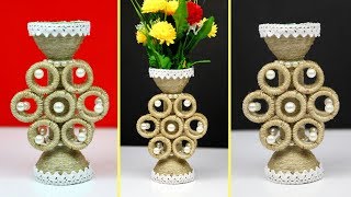 DIY Flower Vase Showpiece with Jute and Plastic bottle | Home Decoration using Jute| Jute Craft Idea