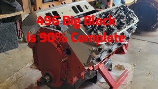 496 build: Cylinder head, timing cover, and oil pan install