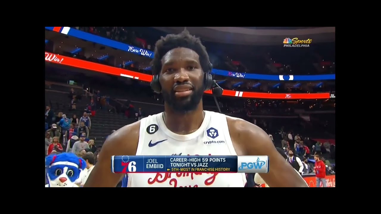 Joel Embiid Post Game Interview After Epic Career Night! 59|11|8|7 ...