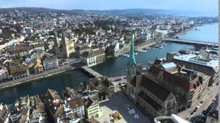 Drone Zurich aerial of Grossmünster \u0026 Fraumünster in 15s